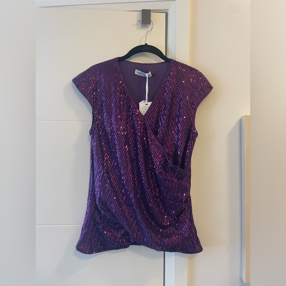 Purple sequence wrap top size S